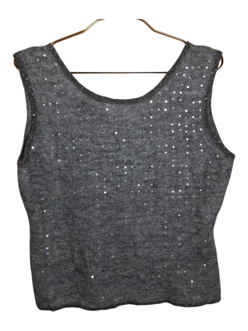 Classiques Entier Gray Super Kid Mohair Wool Sequin Knit Shell Tank Top Vest XL